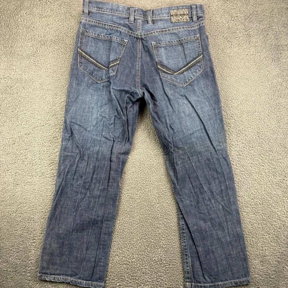 Michael Brandon Mens Straight Leg Blue Denim Jeans 100% Cotton 36x30‎ PJ 1110252